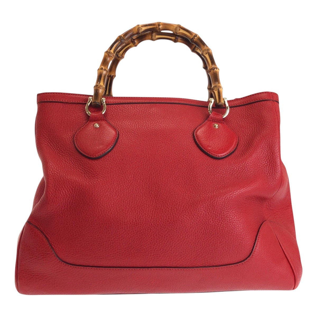 GUCCI Tote Bag 282317 leather Red Tote Bag handbag Bamboo Women Used Authentic