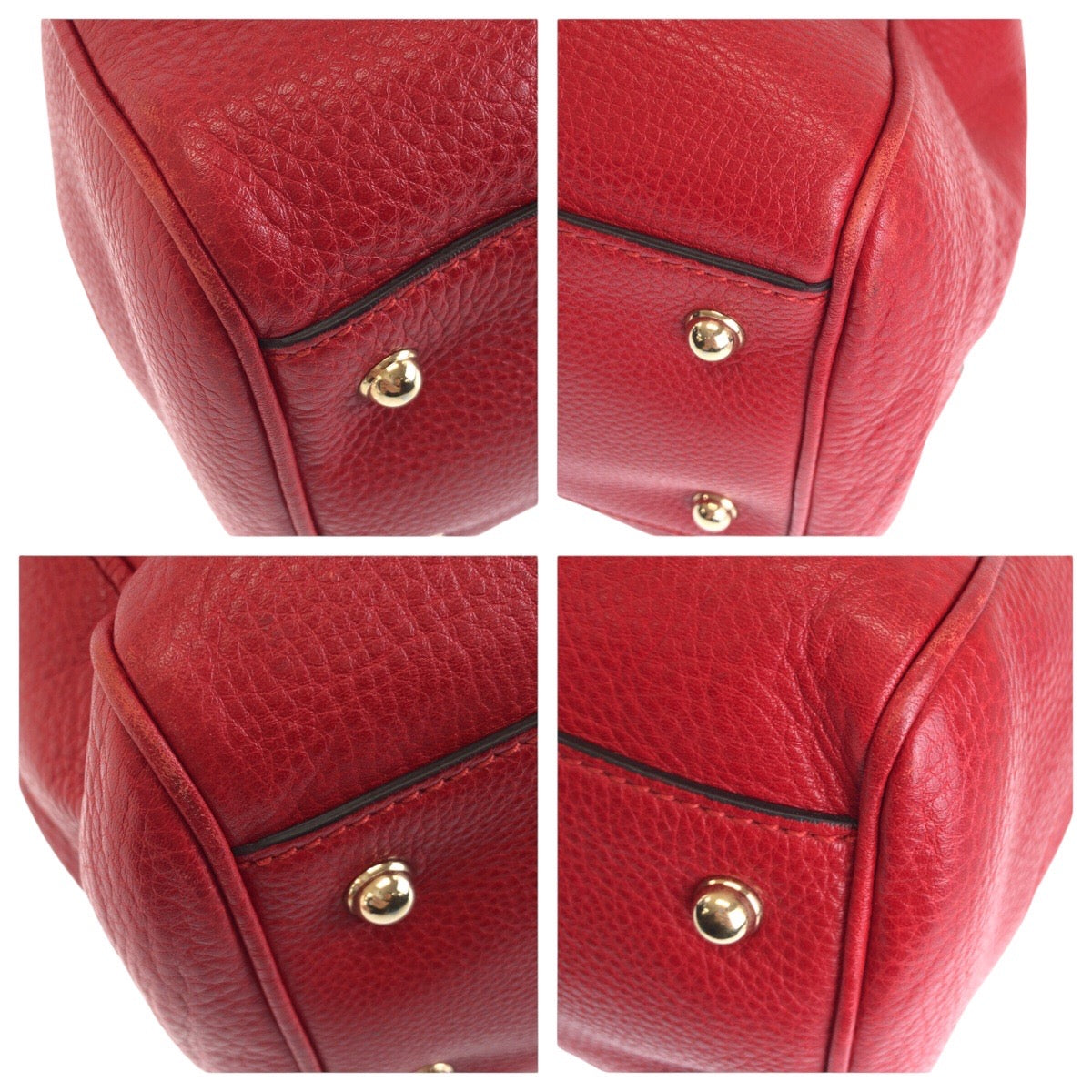 GUCCI Tote Bag 282317 leather Red Tote Bag handbag Bamboo Women Used Authentic