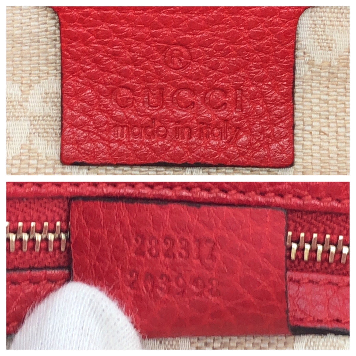 GUCCI Tote Bag 282317 leather Red Tote Bag handbag Bamboo Women Used Authentic