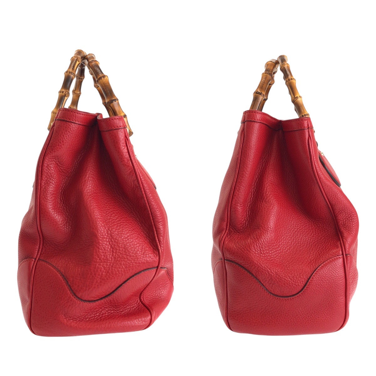 GUCCI Tote Bag 282317 leather Red Tote Bag handbag Bamboo Women Used Authentic