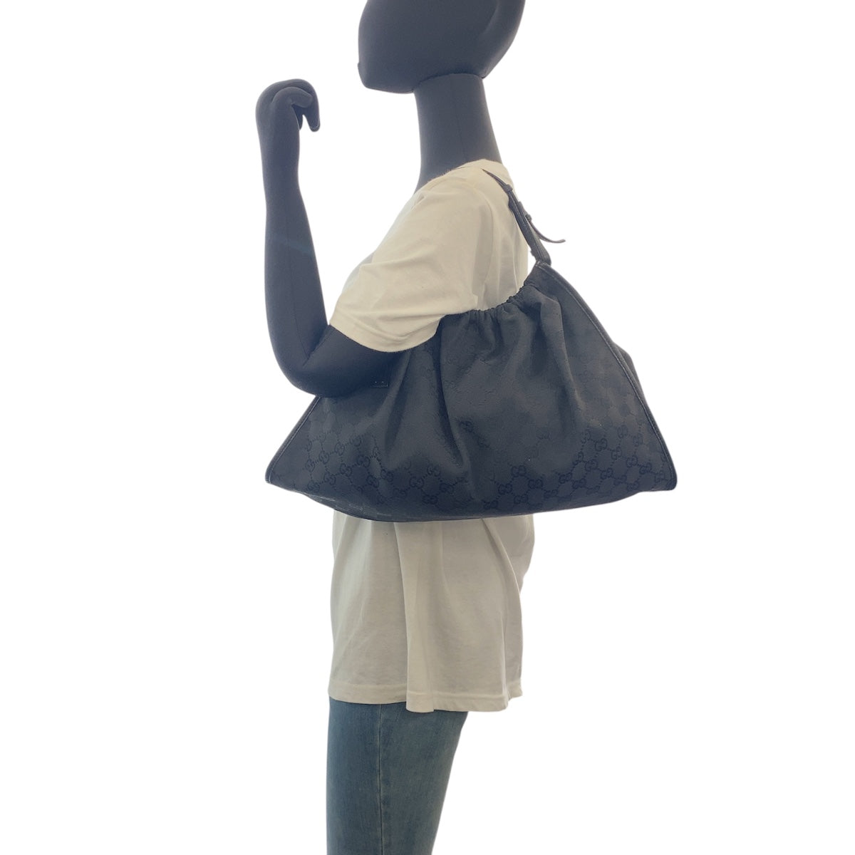 GUCCI Shoulder Bag 76554 GG canvas Black SilverMetal
