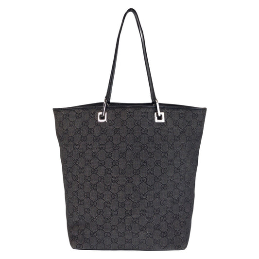 GUCCI Tote Bag 31243 GG canvas, leather Black black Tote Bag Shoulder Bag Women Used Authentic