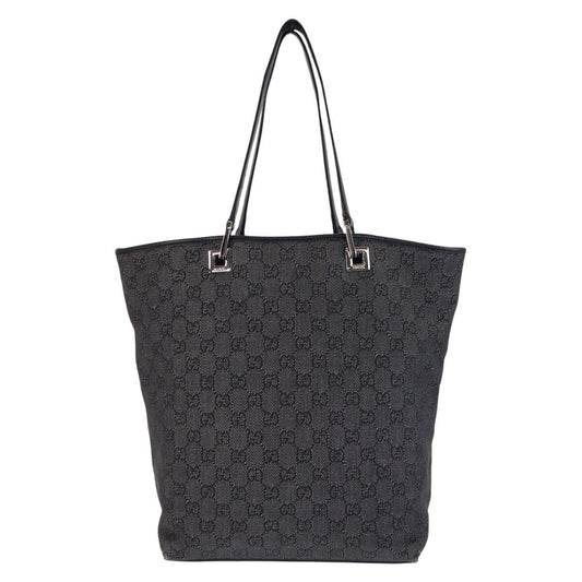 GUCCI Tote Bag 31243 GG canvas, leather Black black Tote Bag Shoulder Bag Women Used Authentic