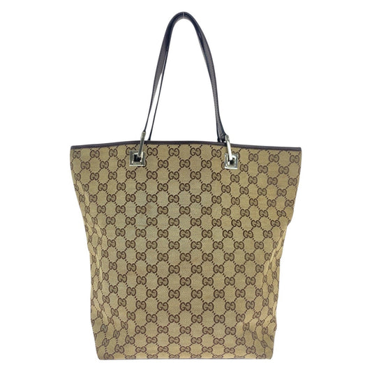 GUCCI Tote Bag 31243 GG canvas, leather Beige Brown Gold Metal Tote Bag Shoulder Bag Women Used Authentic