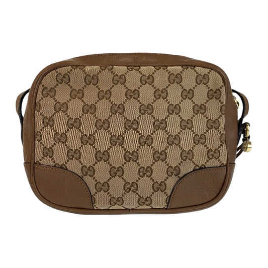 GUCCI Shoulder Bag 449413 GG canvas, leather Beige Brown Gold Metal Shoulder Bag pochette Women Used Authentic