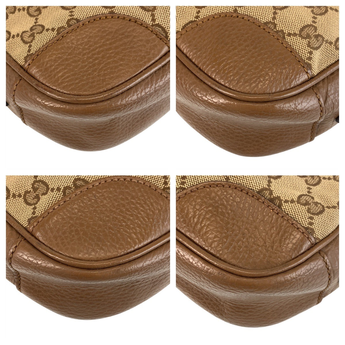 GUCCI Shoulder Bag 449413 GG canvas, leather Beige Brown Gold Metal Shoulder Bag pochette Women Used Authentic