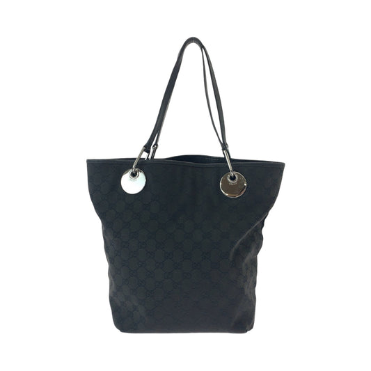 GUCCI Tote Bag 120836 GG canvas Black SilverMetal Tote Bag Shoulder Bag Women Used Authentic
