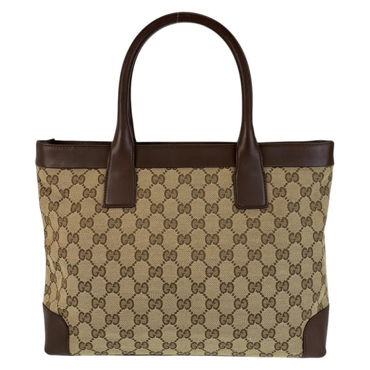 GUCCI Tote Bag 002 1119 GG canvas Beige Brown Gold Metal