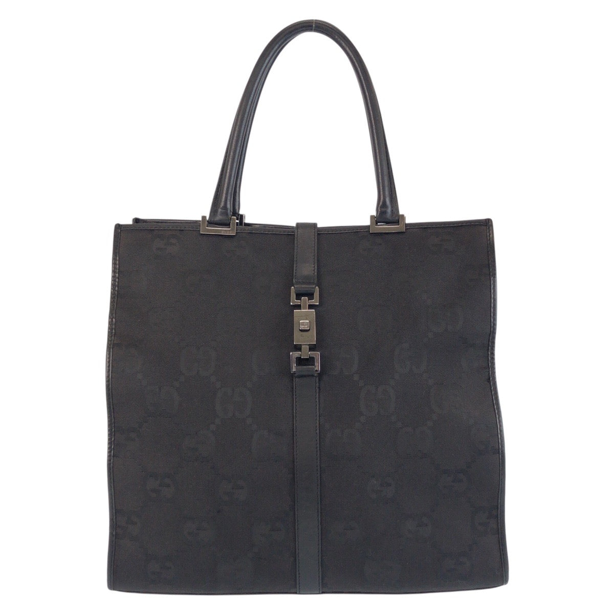 GUCCI Tote Bag 002 1064 GG canvas, leather Black black Tote Bag Shoulder Bag Jackie GG Jumbo Women Used Authentic