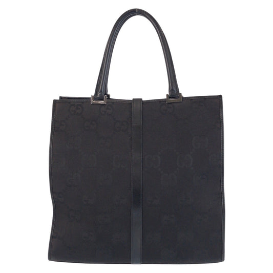 GUCCI Tote Bag 002 1064 GG canvas, leather Black black Tote Bag Shoulder Bag Jackie GG Jumbo Women Used Authentic