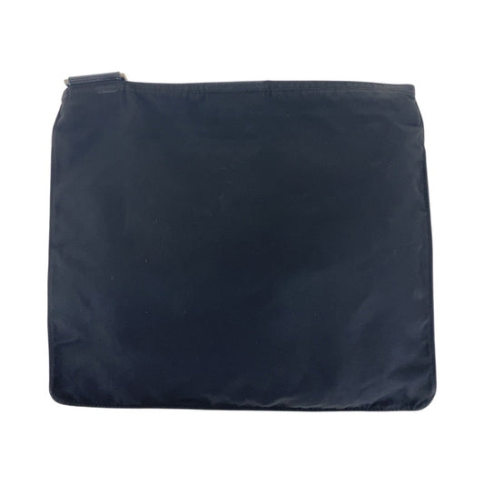 PRADA Shoulder Bag Nylon Black SilverMetal Shoulder Bag pochette Test Triangle With logo Women Used Authentic