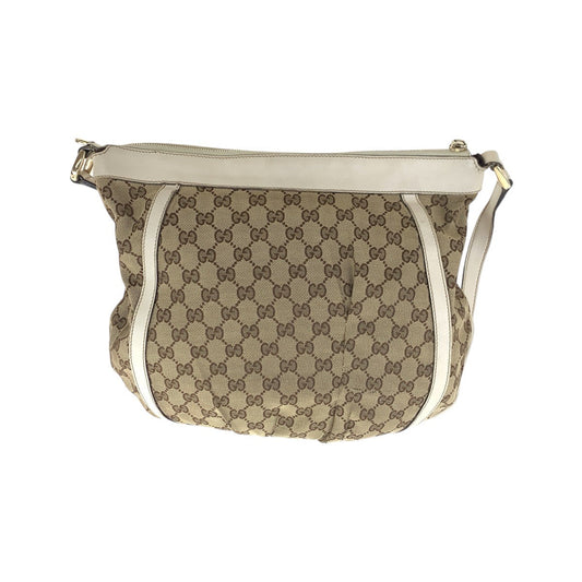GUCCI Shoulder Bag 204940 GG canvas, leather Beige Ivory Gold Metal Shoulder Bag Abbey Women Used Authentic
