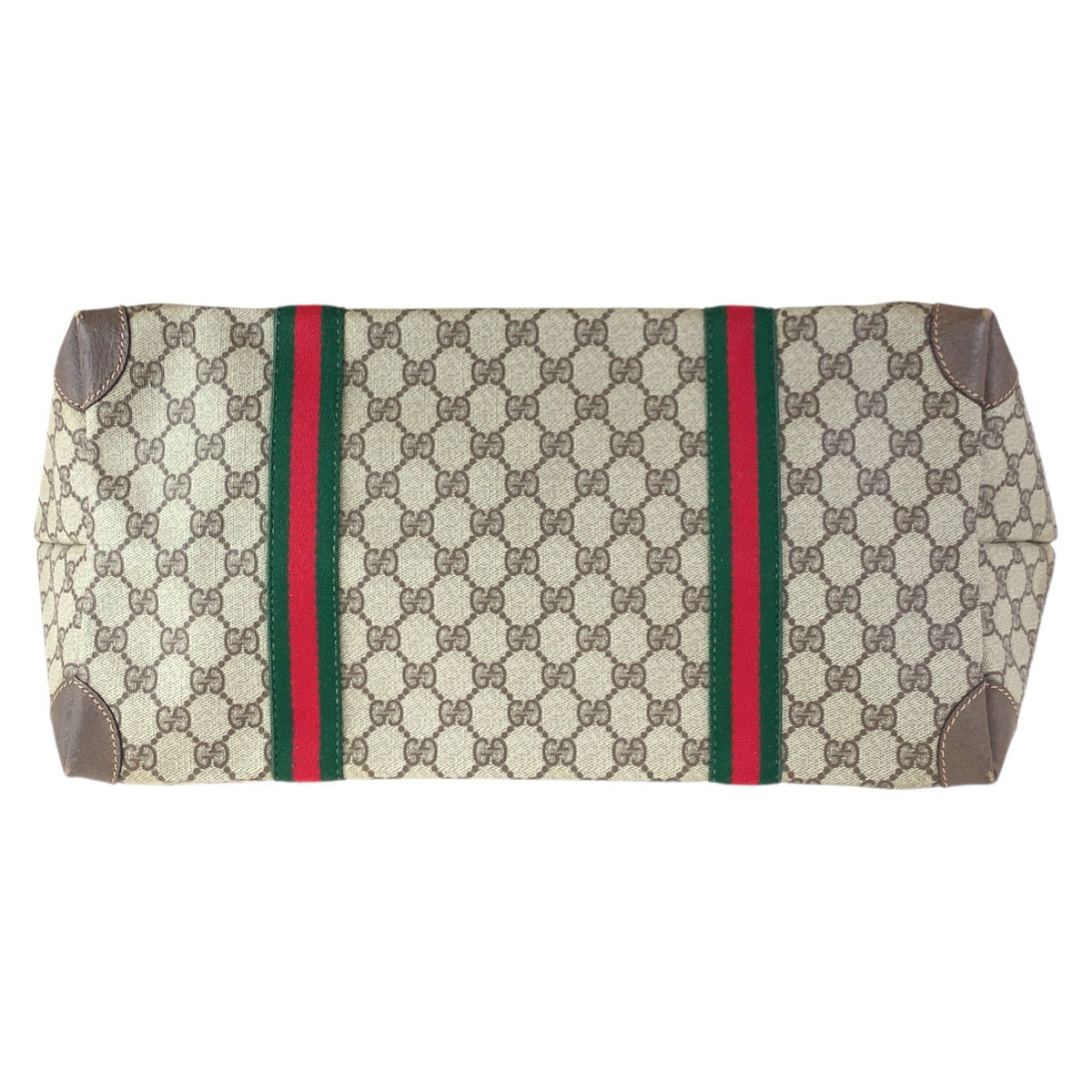 GUCCI Tote Bag 012 39 621 GG Supreme Canvas Beige Brown Gold Metal Sherry Line Old Gucci