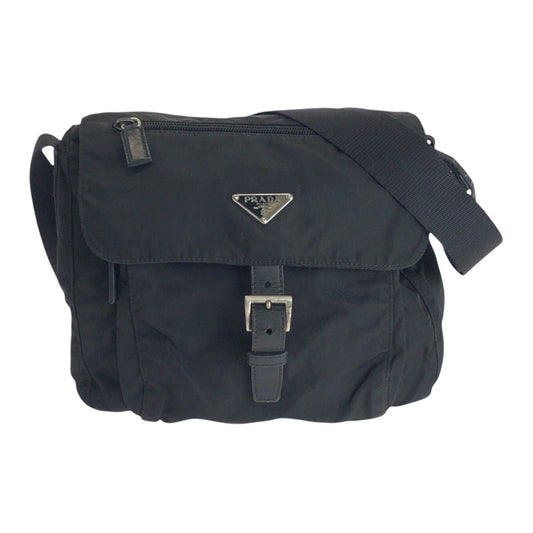 PRADA Shoulder Bag Nylon, Leather Black SilverMetal Shoulder Bag pochette Test Triangle With logo Women(Unisex) Used Authentic