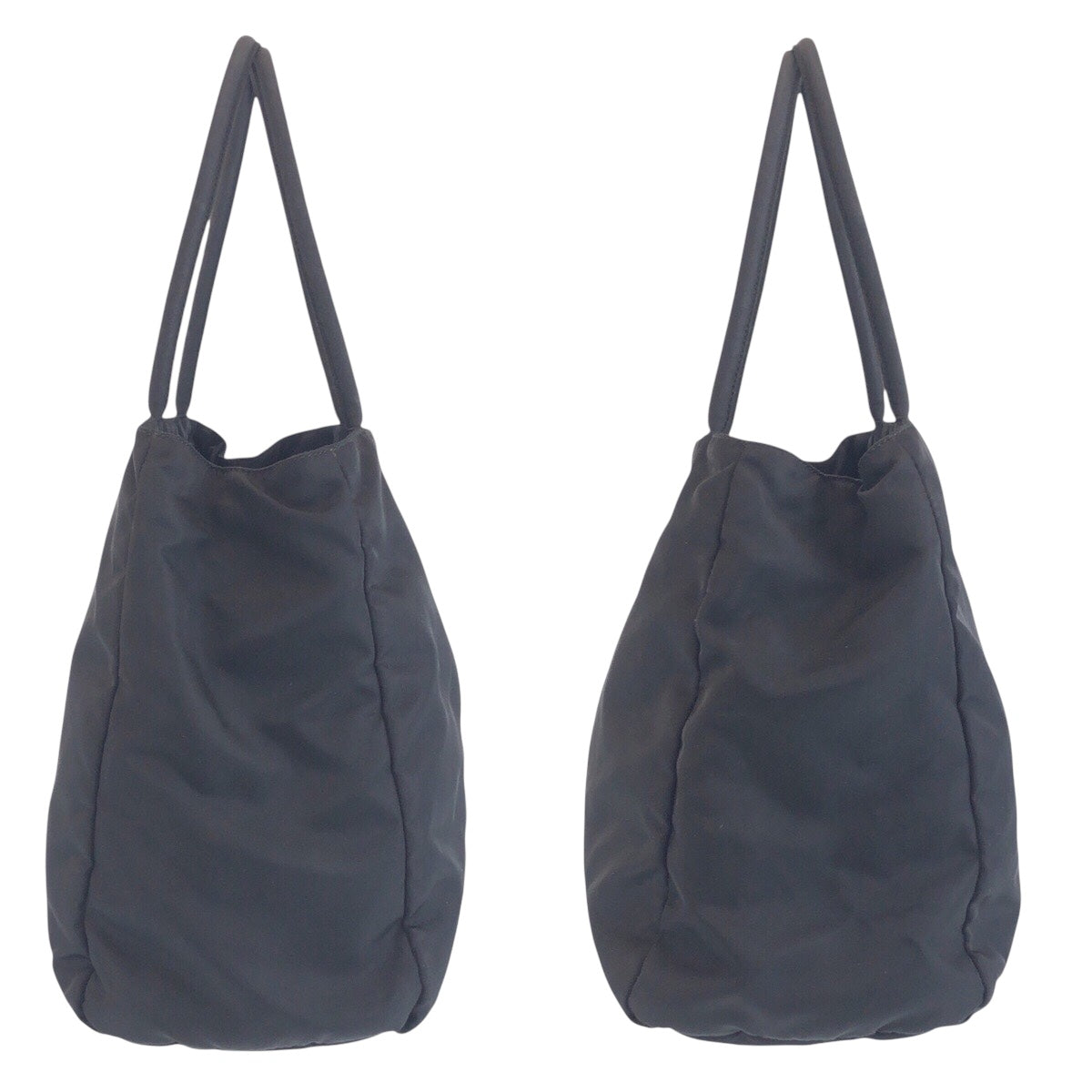 PRADA Tote Bag Nylon Black SilverMetal Tote Bag Shoulder Bag Handbag Test Triangle With logo Women Used Authentic