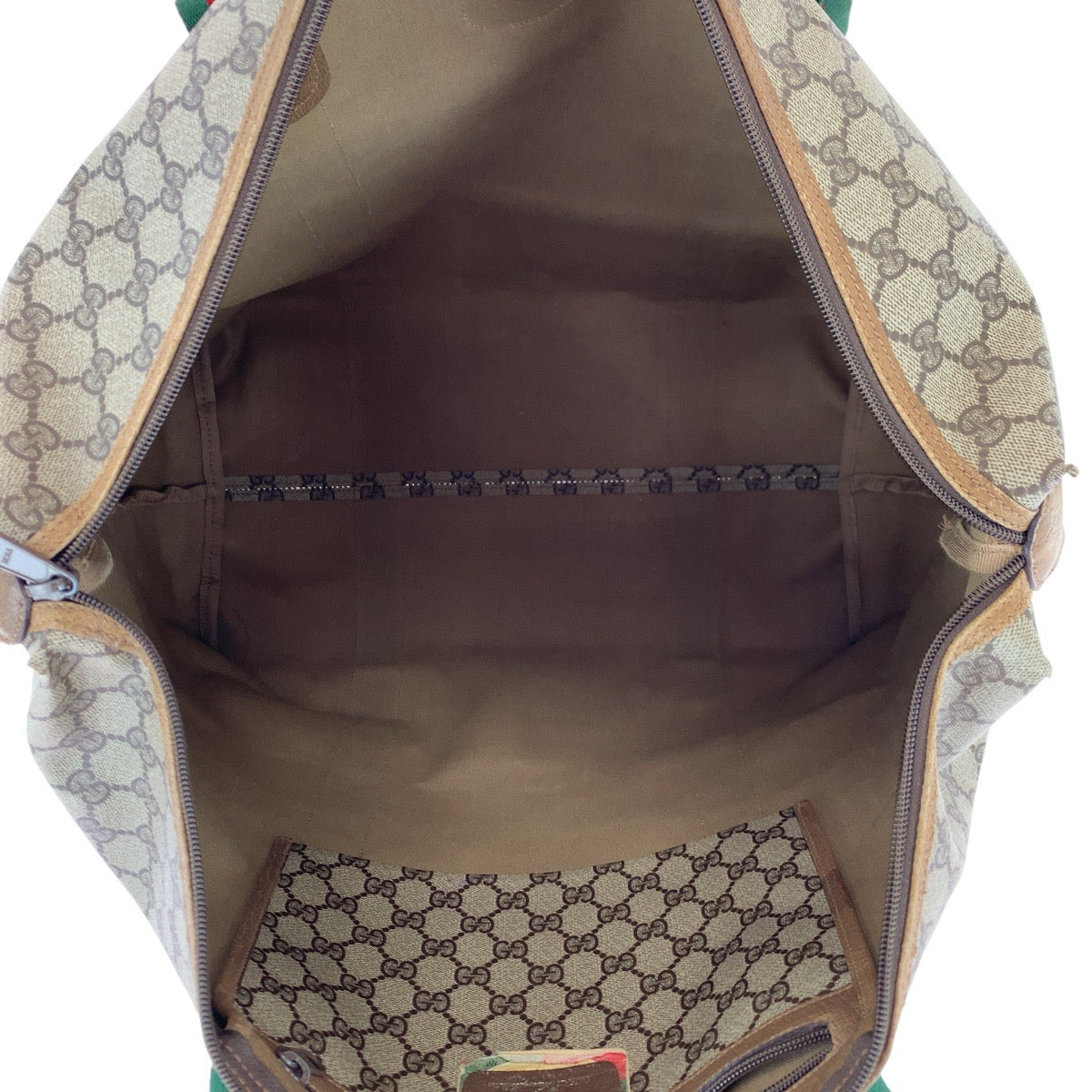 GUCCI Boston Duffel bag 89 19 012 GG Supreme Canvas Brown Old Gucci Shelly Line Interlocking