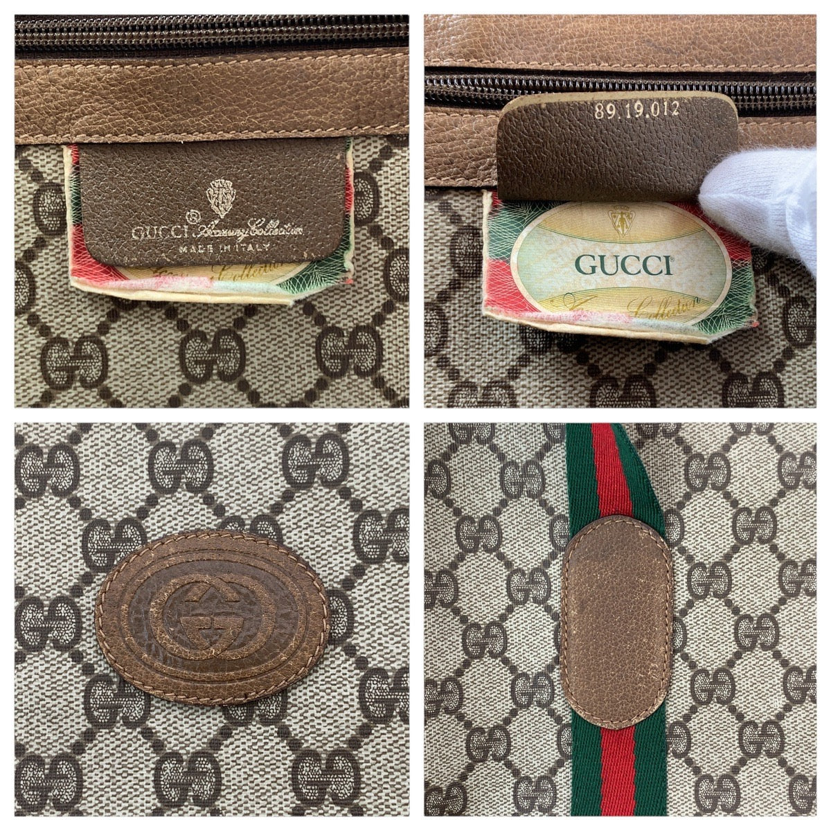 GUCCI Boston Duffel bag 89 19 012 GG Supreme Canvas Brown Old Gucci Shelly Line Interlocking