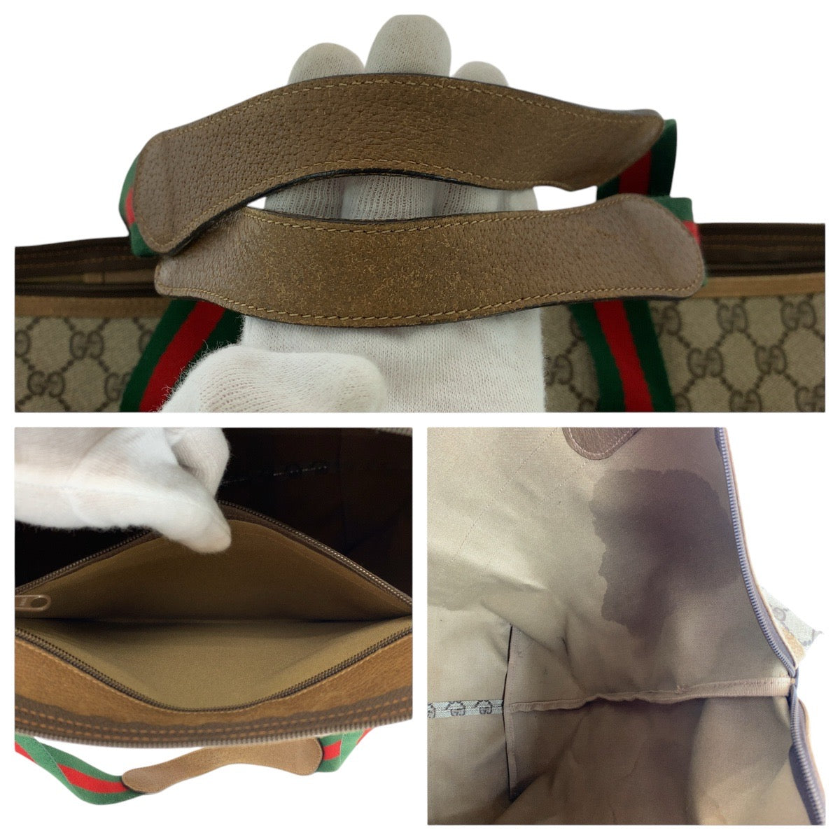GUCCI Boston Duffel bag 89 19 012 GG Supreme Canvas Brown Old Gucci Shelly Line Interlocking