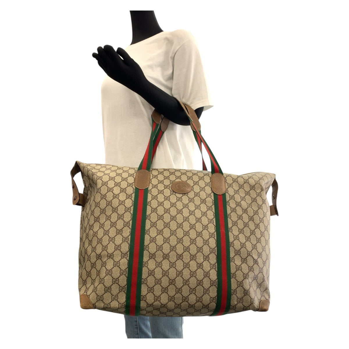 GUCCI Boston Duffel bag 89 19 012 GG Supreme Canvas Brown Old Gucci Shelly Line Interlocking