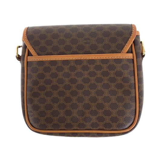 CELINE Shoulder Bag PVC, Leather Brown Gold Metal Shoulder Bag pochette Macadam Medal Women Used Authentic