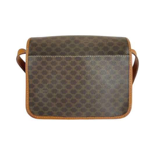 CELINE Shoulder Bag PVC Brown Gold Metal Shoulder Bag pochette Macadam Pattern Circle logo Women Used Authentic