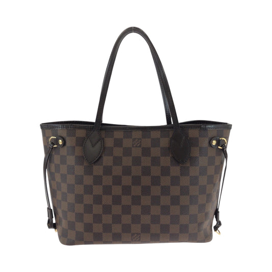 LOUIS VUITTON Tote Bag N41359 PVC Brown Gold Metal Tote Bag Shoulder Bag Damier Ebene Never full PM Women Used Authentic