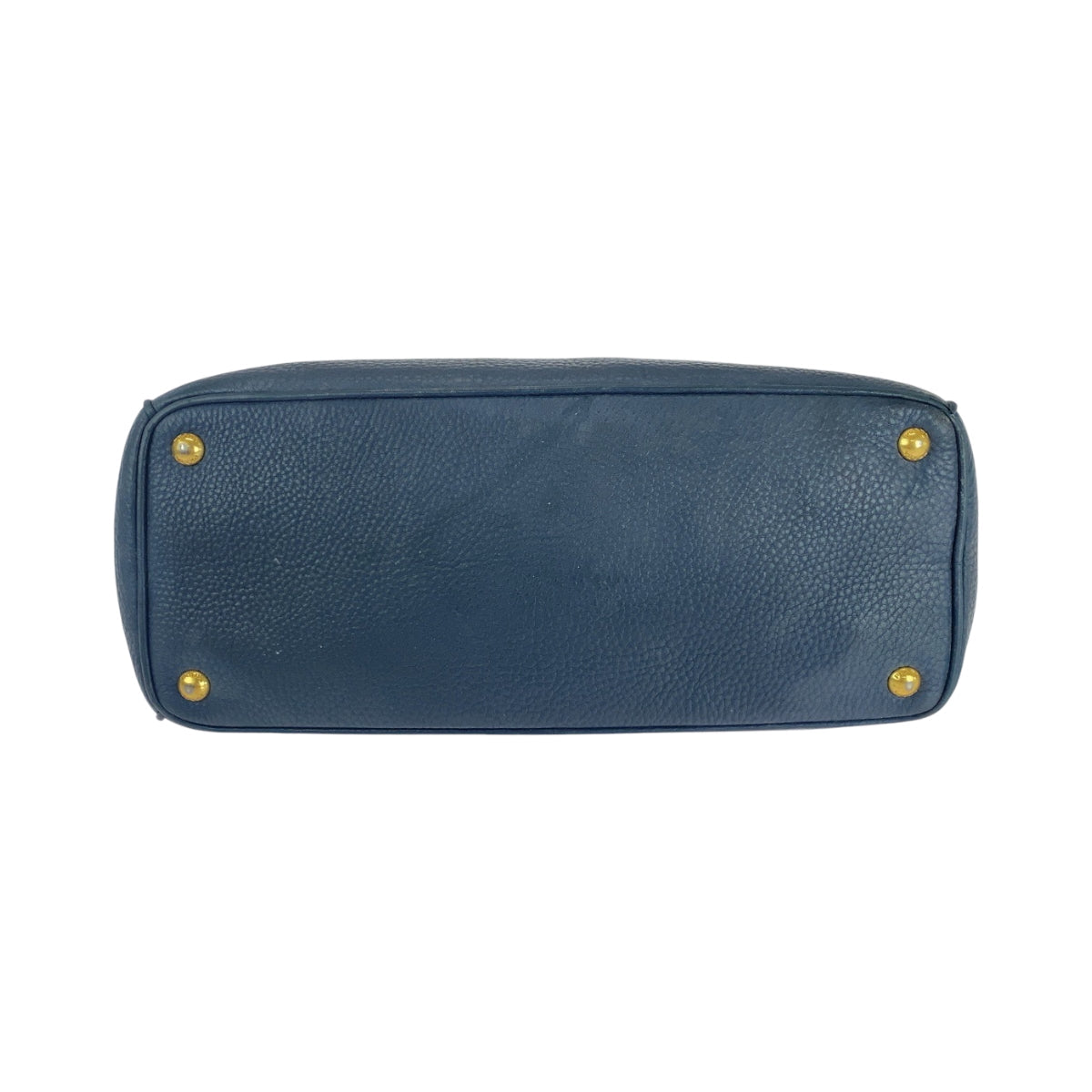 PRADA Tote Bag BN2420 leather Blue GoldMetal Tote Bag handbag Vitterodino logo Women Used Authentic