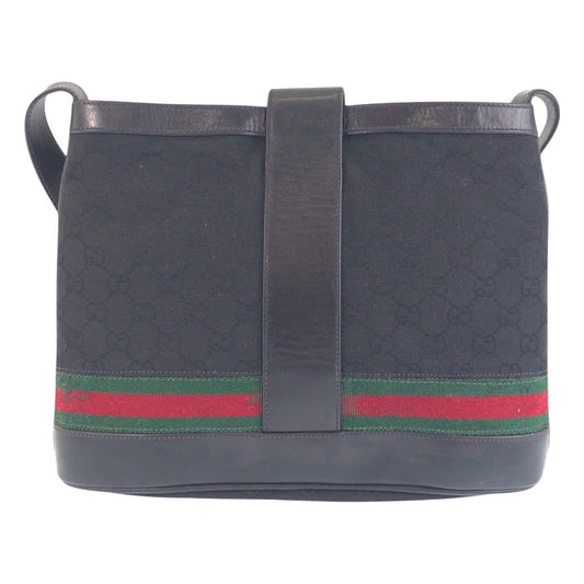 GUCCI Shoulder Bag GG canvas, leather Black GoldMetal Old Gucci Shelly Line Interlocking Women(Unisex) Used Authentic