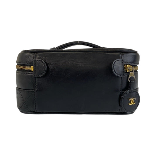 CHANEL Handbag lambskin Black GoldMetal Handbags Vanity Bags Bicolole Women Used Authentic