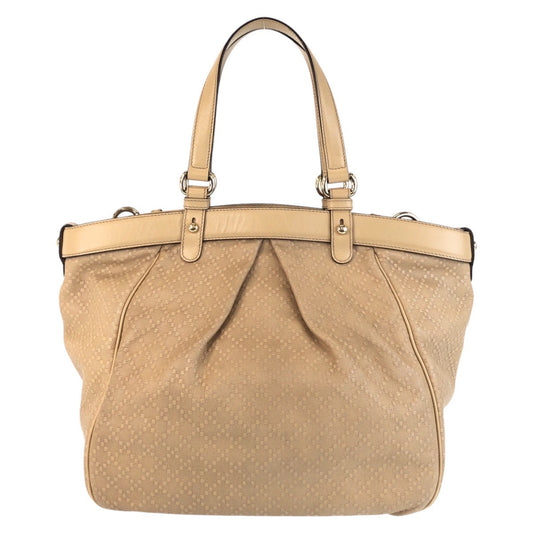 GUCCI Shoulder Bag 282312 Canvas, Leather Beige Gold Metal Shoulder Bag Tote Bag Bamboo Diamante Women Used Authentic