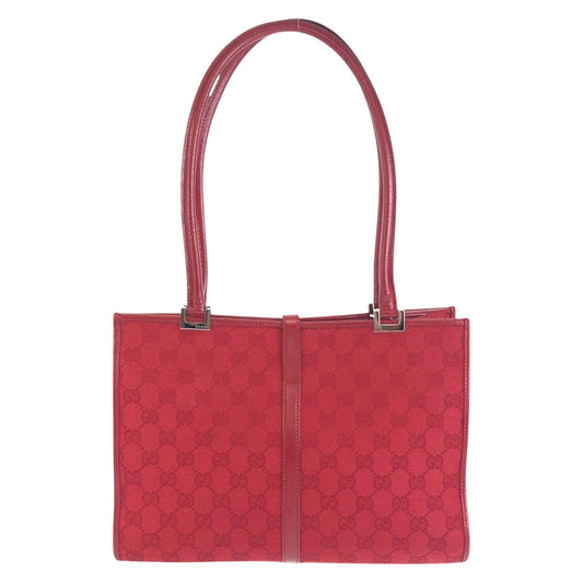 GUCCI Shoulder Bag 002 1073 GG canvas, leather Red Silver Metal Shoulder Bag handbag Jackie Women Used Authentic