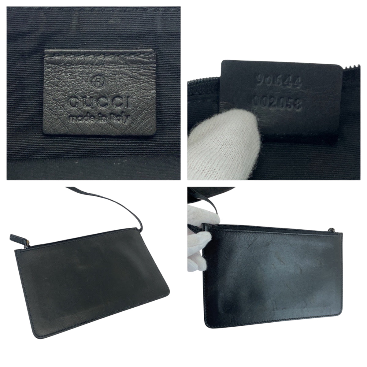 GUCCI Shoulder Bag 90644 GG canvas Black Black Metal Drawstring Shoulder Bag Handbag Women Used Authentic