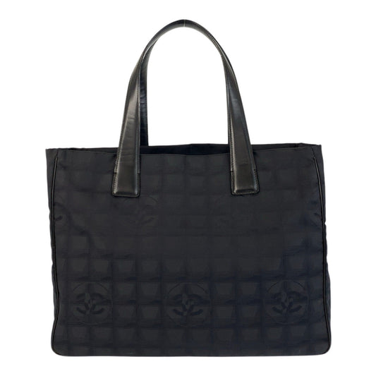 CHANEL Tote Bag Nylon, Leather Black GoldMetal Tote Bag Shoulder Bag New travel line Women Used Authentic