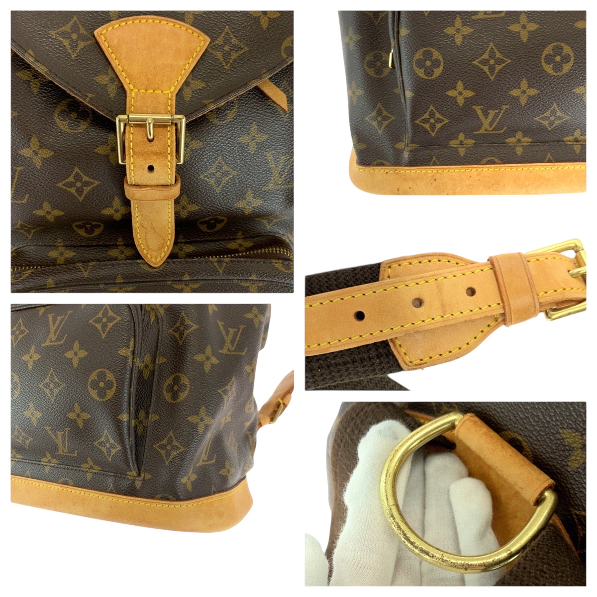 LOUIS VUITTON Backpack M51135 PVC Brown Gold Metal Monogram MontsourisGM