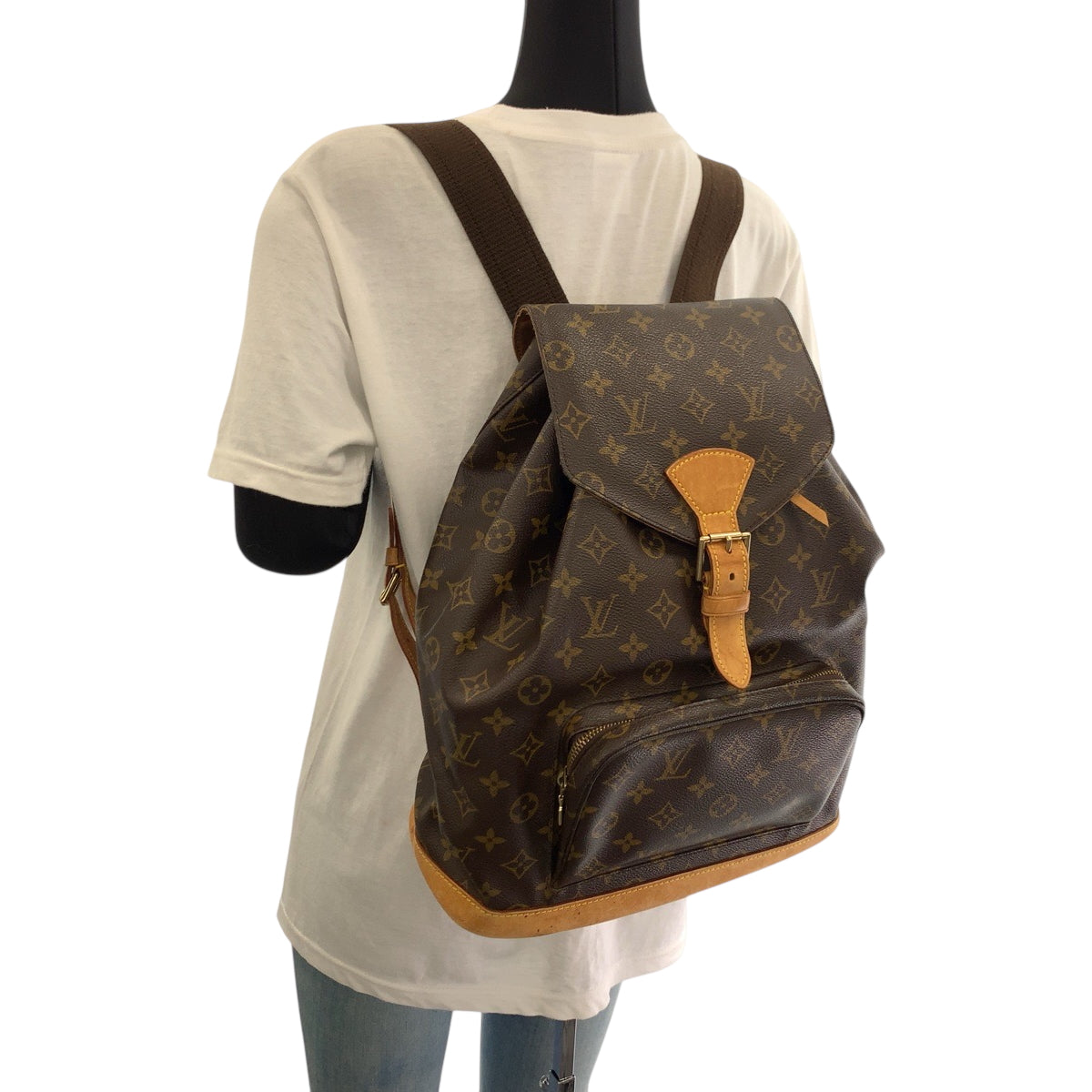 LOUIS VUITTON Backpack M51135 PVC Brown Gold Metal Monogram MontsourisGM