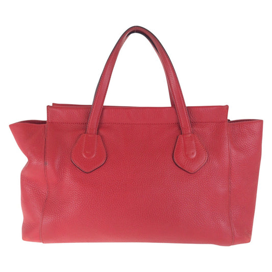 GUCCI Tote Bag 354469 leather Red Gold Metal Tote Bag Shoulder Bag Bamboo Women Used Authentic