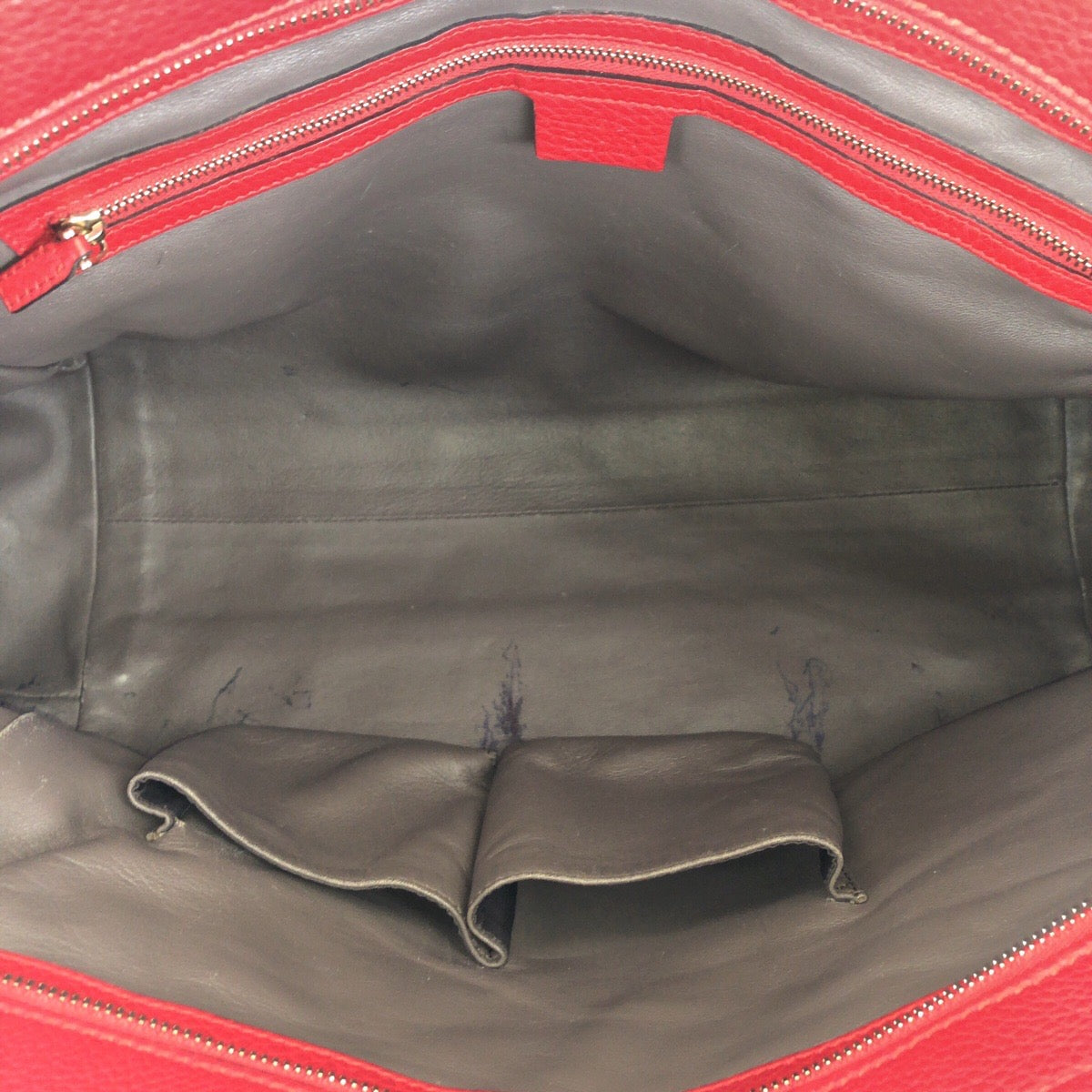 GUCCI Tote Bag 354469 leather Red Gold Metal Tote Bag Shoulder Bag Bamboo Women Used Authentic