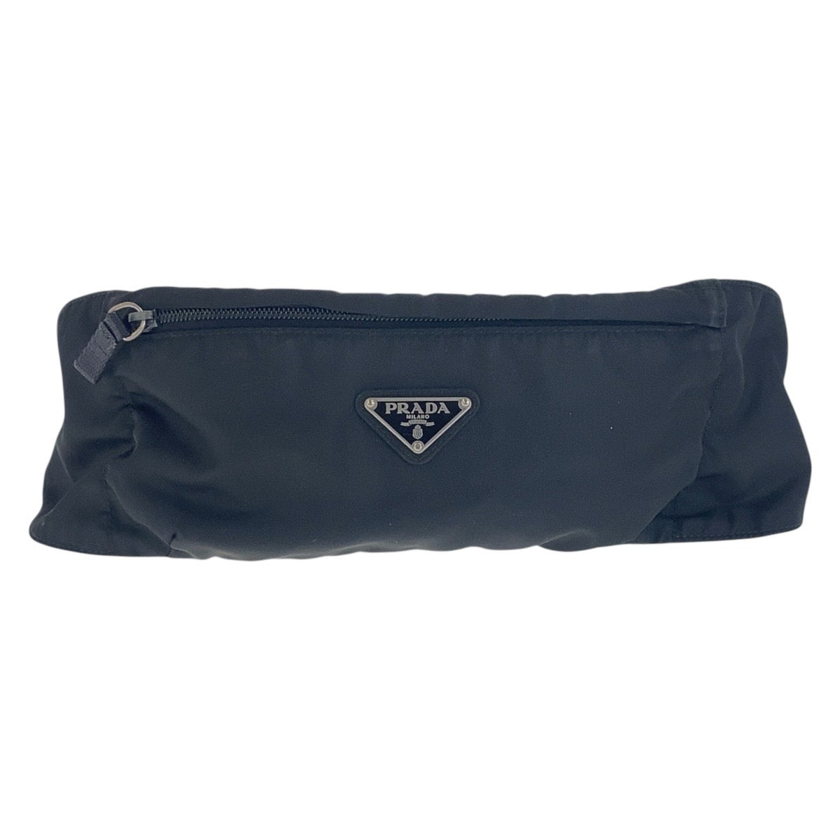 PRADA Sling bag Nylon Black SilverMetal Sling bag, waist bag, bum bag, unisex Test Triangle With logo mens Used Authentic