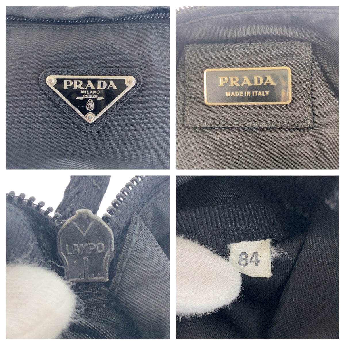 PRADA Sling bag Nylon Black SilverMetal Sling bag, waist bag, bum bag, unisex Test Triangle With logo mens Used Authentic