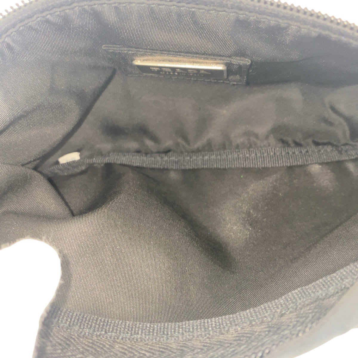 PRADA Sling bag Nylon Black SilverMetal Sling bag, waist bag, bum bag, unisex Test Triangle With logo mens Used Authentic