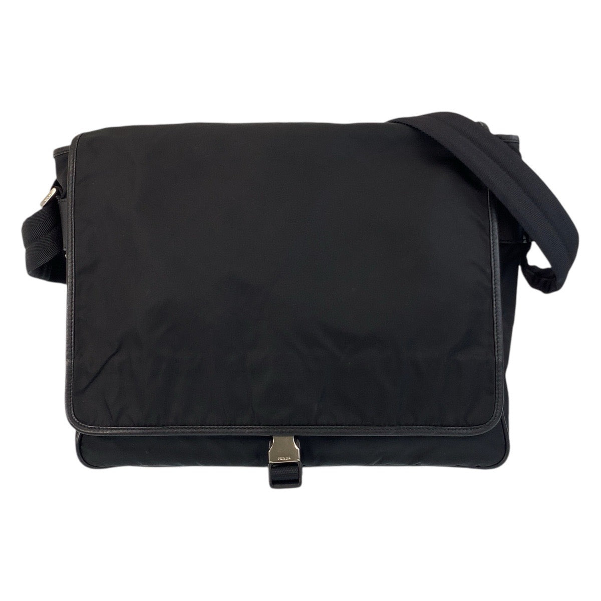 PRADA Shoulder Bag Nylon Black SilverMetal Shoulder Bag Messenger bag Test Triangle With logo mens Used Authentic