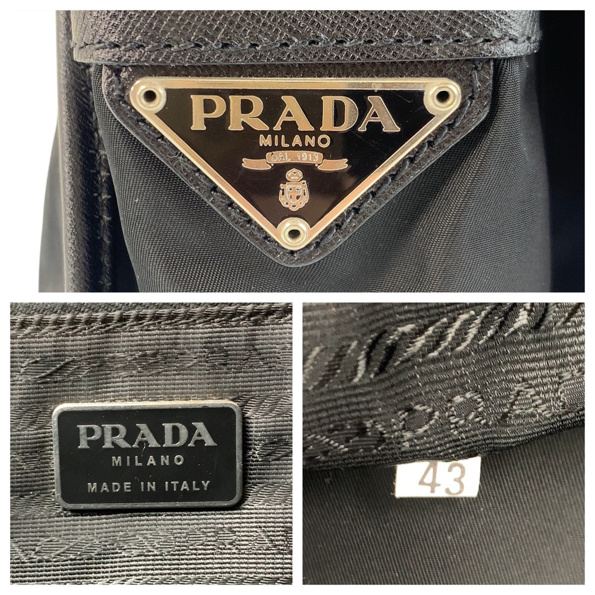 PRADA Shoulder Bag Nylon Black SilverMetal Shoulder Bag Messenger bag Test Triangle With logo mens Used Authentic