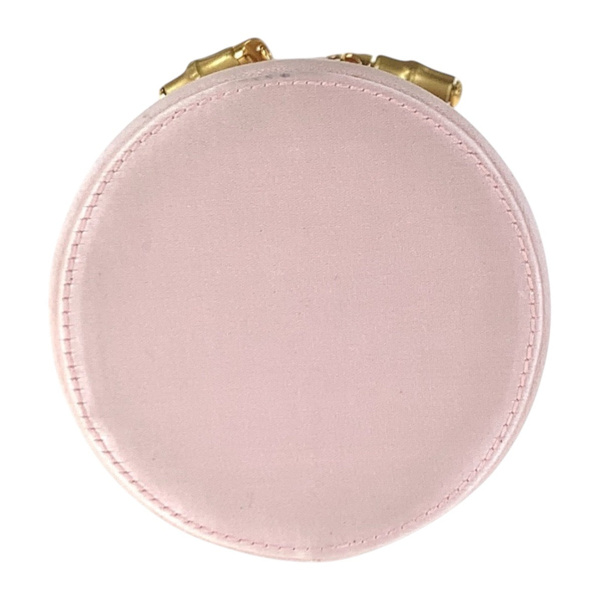 GUCCI Handbag Satin Pink Gold Metal Handbag vanity bag Bamboo Women Used Authentic