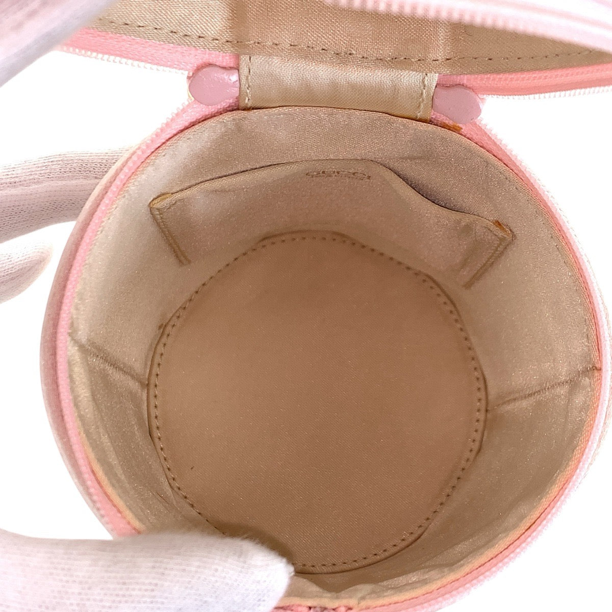 GUCCI Handbag Satin Pink Gold Metal Handbag vanity bag Bamboo Women Used Authentic