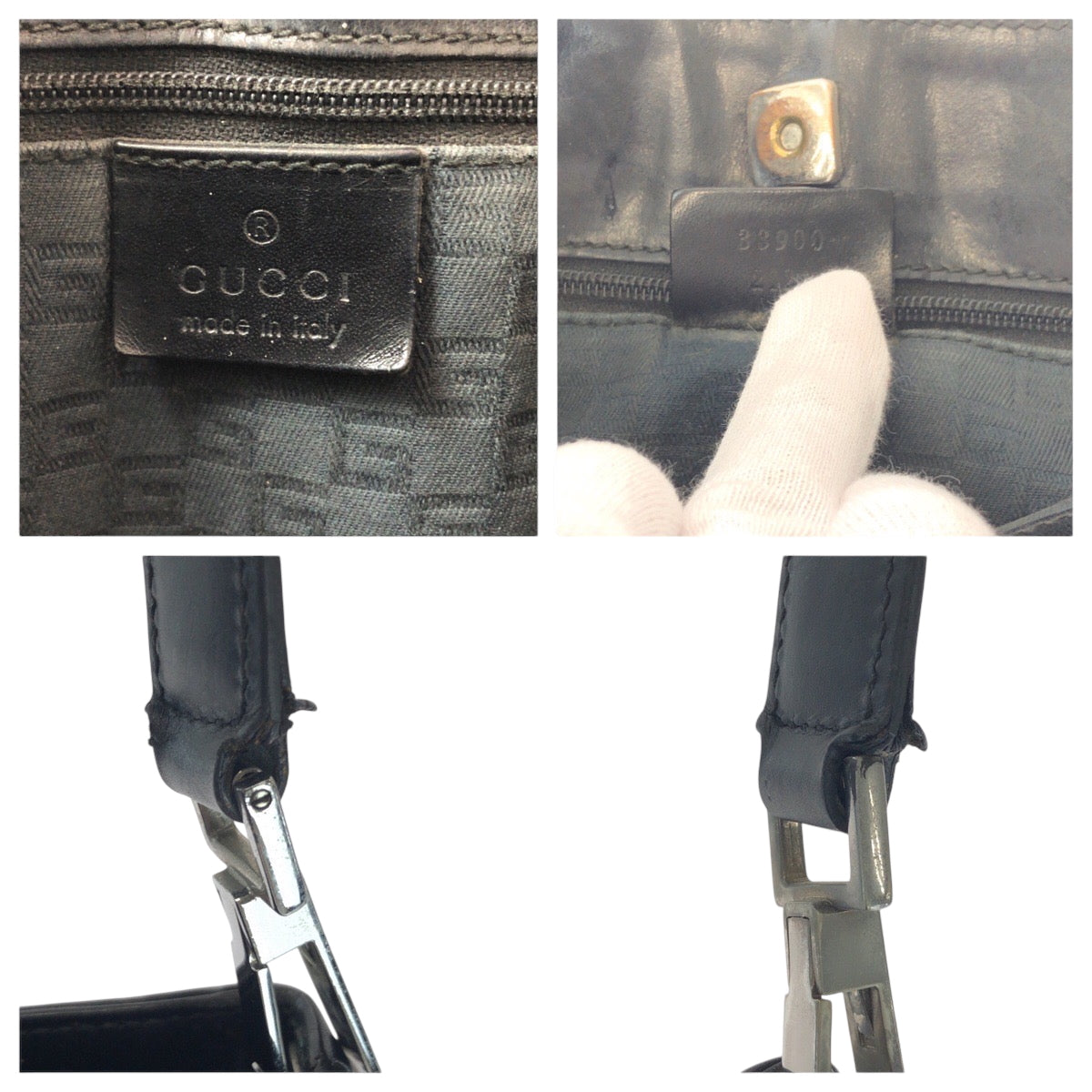 GUCCI Shoulder Bag 33900 Suede, Leather Black Green Red SilverMetal One Shoulder Bag Sherry line Women Used Authentic