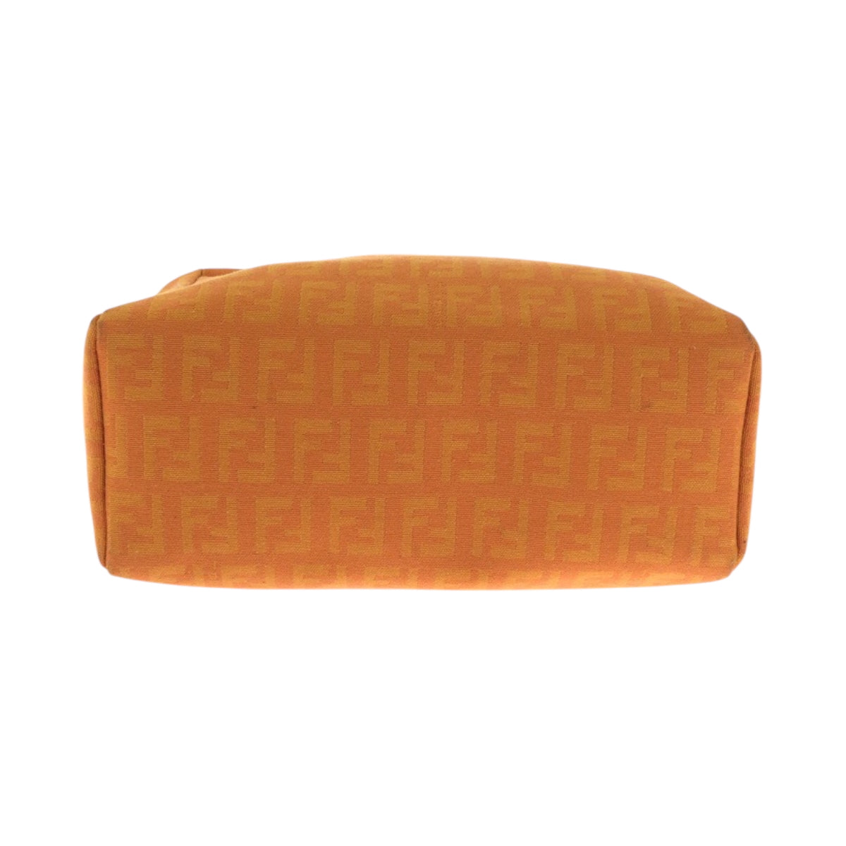 FENDI Handbag canvas Orange SilverMetal Handbag accessory pouch Zucchino Women Used Authentic