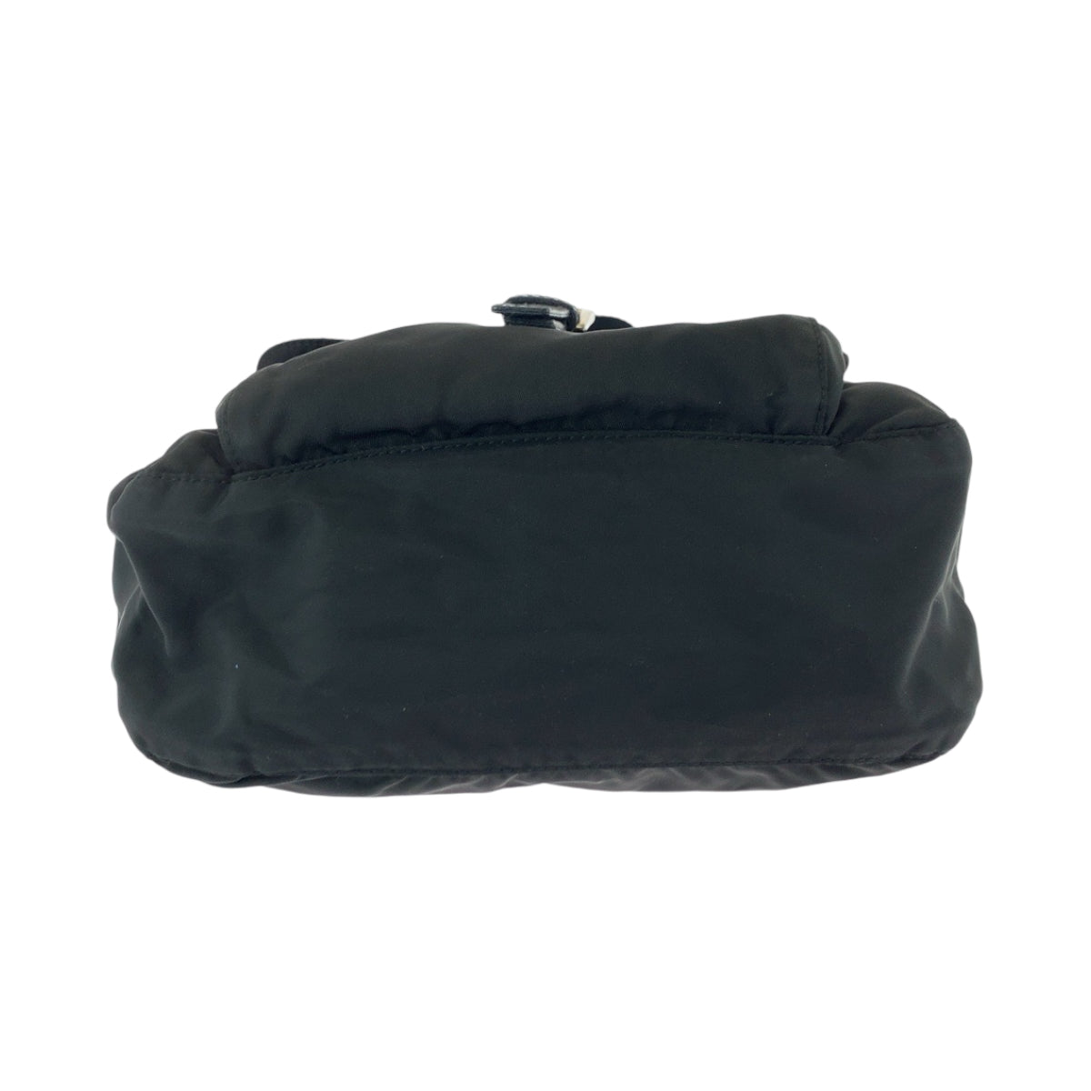 PRADA Shoulder Bag Nylon Black SilverMetal Shoulder Bag pochette Test Triangle With logo Women Used Authentic