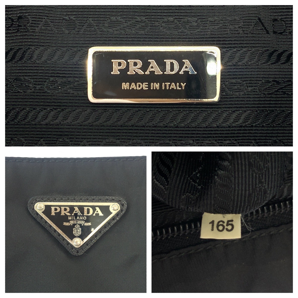 PRADA Shoulder Bag Nylon Black SilverMetal Shoulder Bag pochette Test Triangle With logo mens Used Authentic