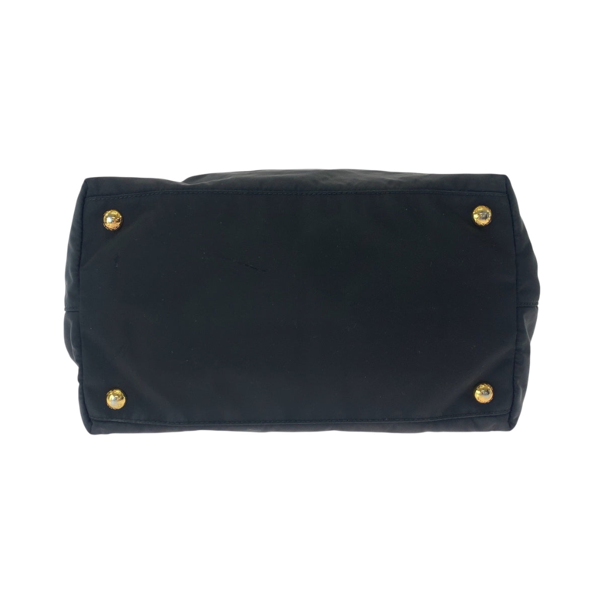 PRADA Tote Bag BN1601 Nylon Black GoldMetal Tote Bag handbag Test logo ribbon Women Used Authentic