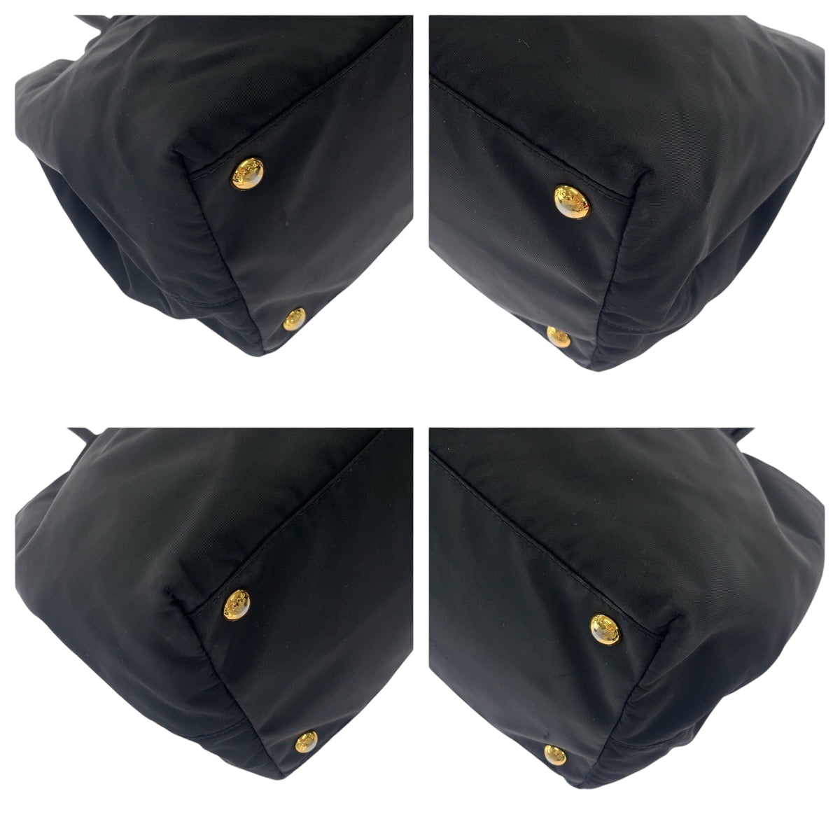 PRADA Tote Bag BN1601 Nylon Black GoldMetal Tote Bag handbag Test logo ribbon Women Used Authentic